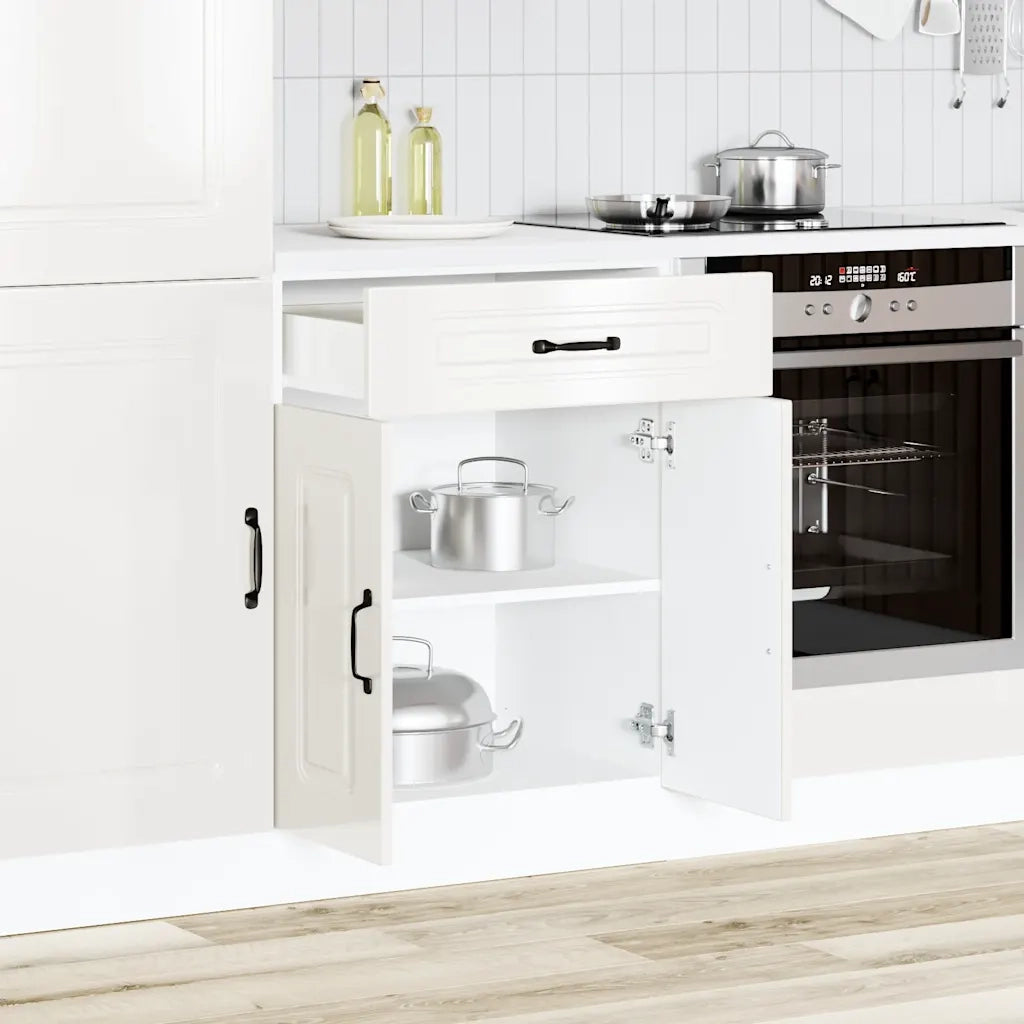 Base da Cucina-Mobile Base da Cucina Kalmar Bianco Lucido in Legno Multistrato 858451