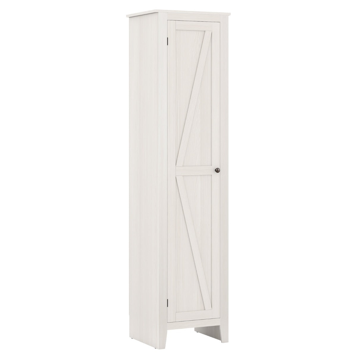 Armadio alto armadio autoportante-Torre di stoccaggio con quattro ripiani e porta singola Bianco