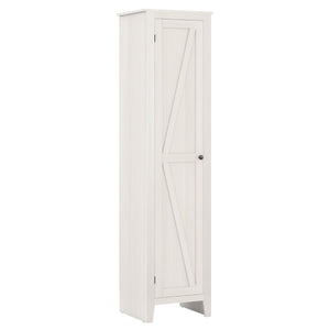 Armadio alto armadio autoportante-Torre di stoccaggio con quattro ripiani e porta singola Bianco