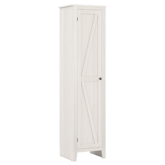 Armadio alto armadio autoportante-Torre di stoccaggio con quattro ripiani e porta singola Bianco