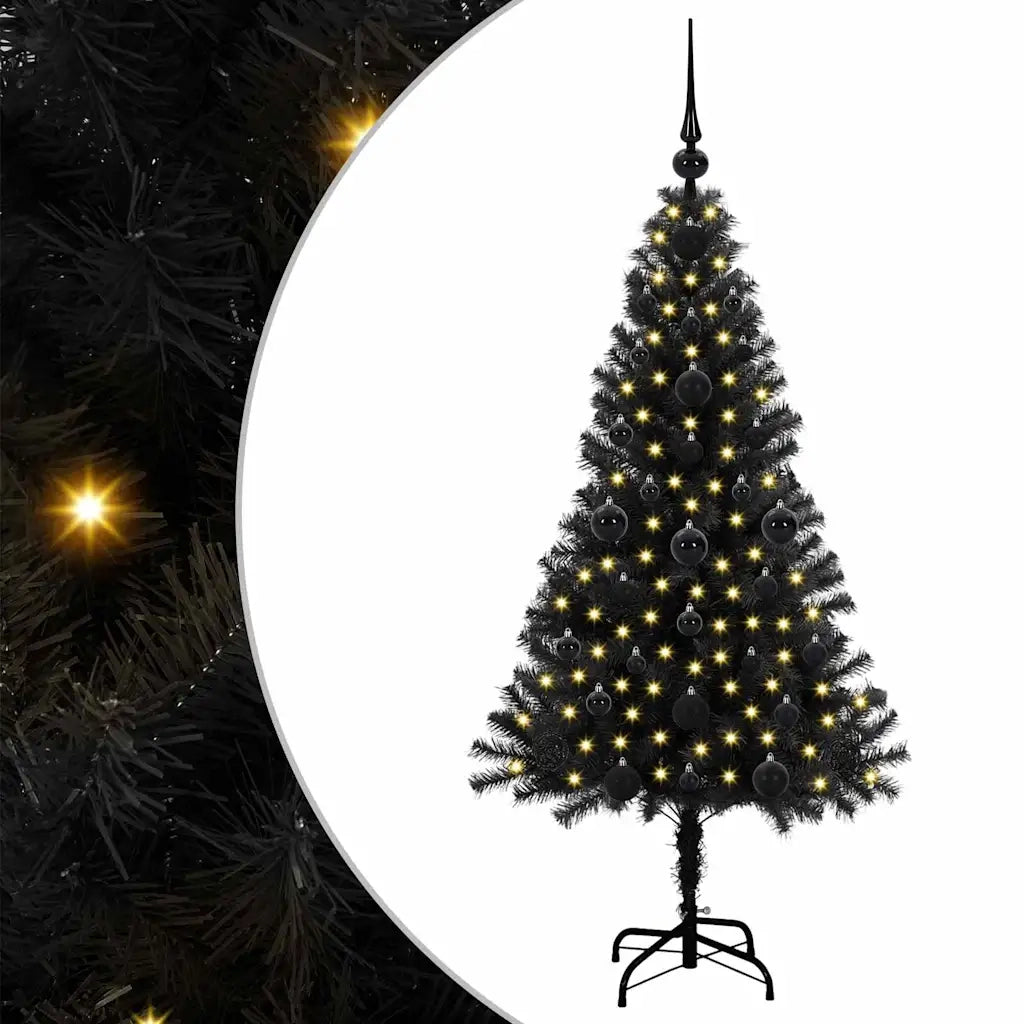 Albero di Natale con 150 LED con supporto Nero 120 cm PVC 3396457