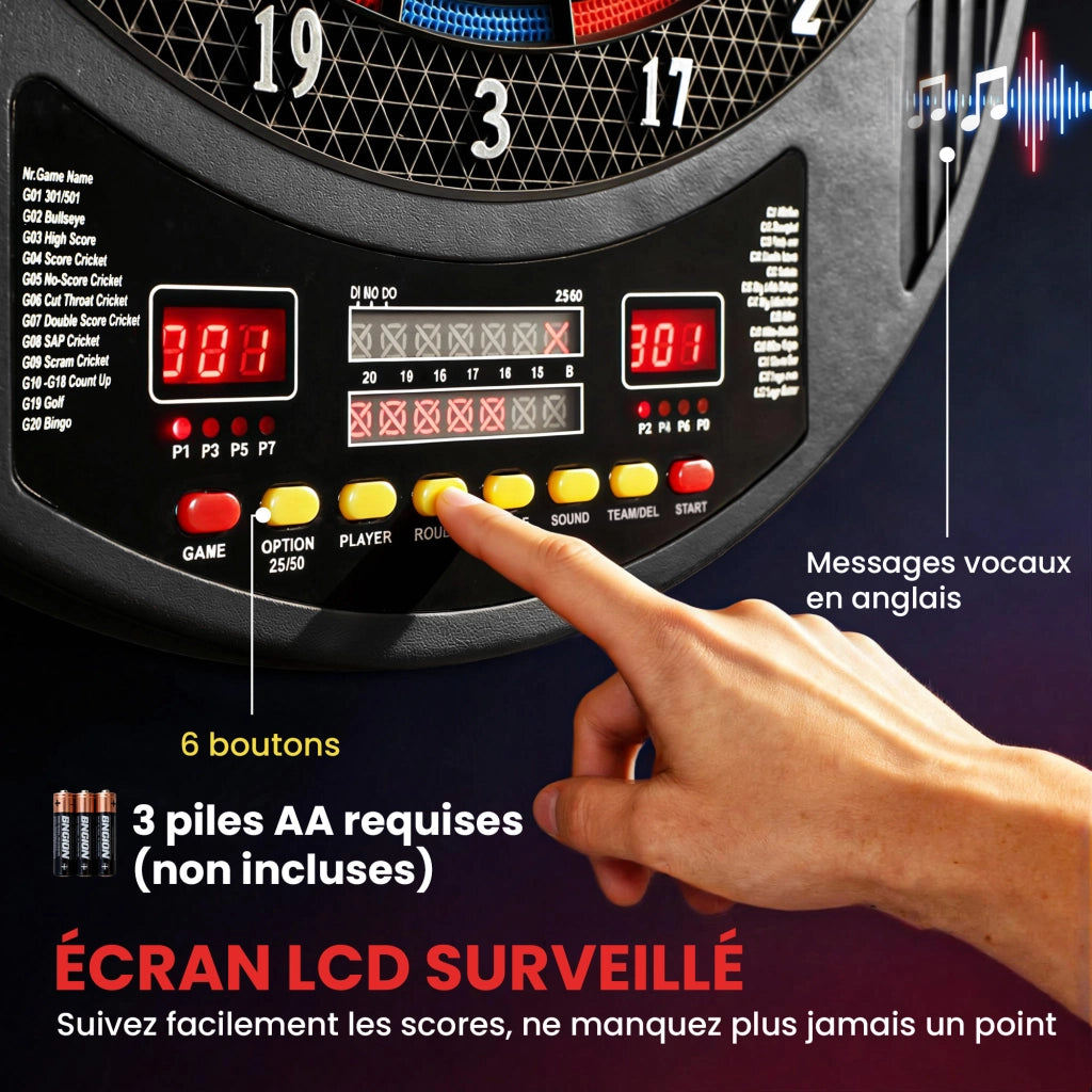Bersaglio Freccette Elettronico ¨C Xylo ¨C Display LED, 33 Giochi, 202 Varianti, 8 Giocatori