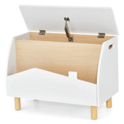 Elegante baule portagiochi multifunzionale con ripiano espositivo 60 x 33 x 44 cm in MDF bianco 20_0011499