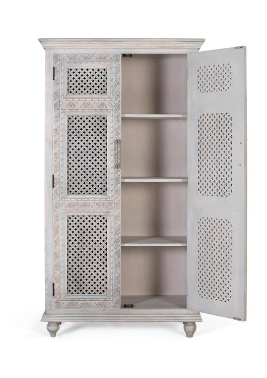 Armadio a 2 ante in legno massello di mango con finitura anticata