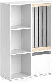 Libreria bambini Luigi, Bianco, 29.2 x 107.8 cm, combinabile per riporre giocattoli e libri