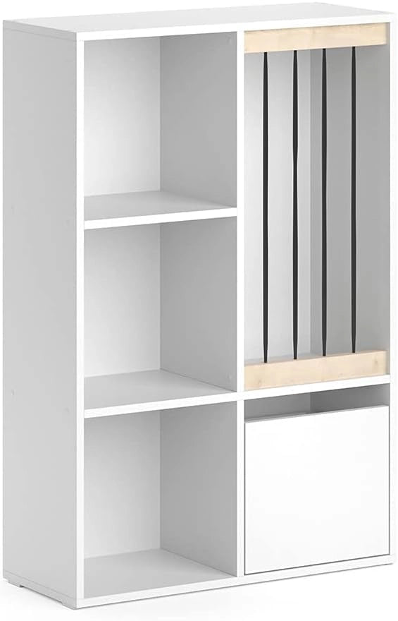 Libreria bambini Luigi, Bianco, 29.2 x 107.8 cm, combinabile per riporre giocattoli e libri