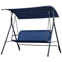 Dondolo da Giardino 3 Posti con Tettuccio Regolabile, Tessuto Oxford e Acciaio, Blu Scuro