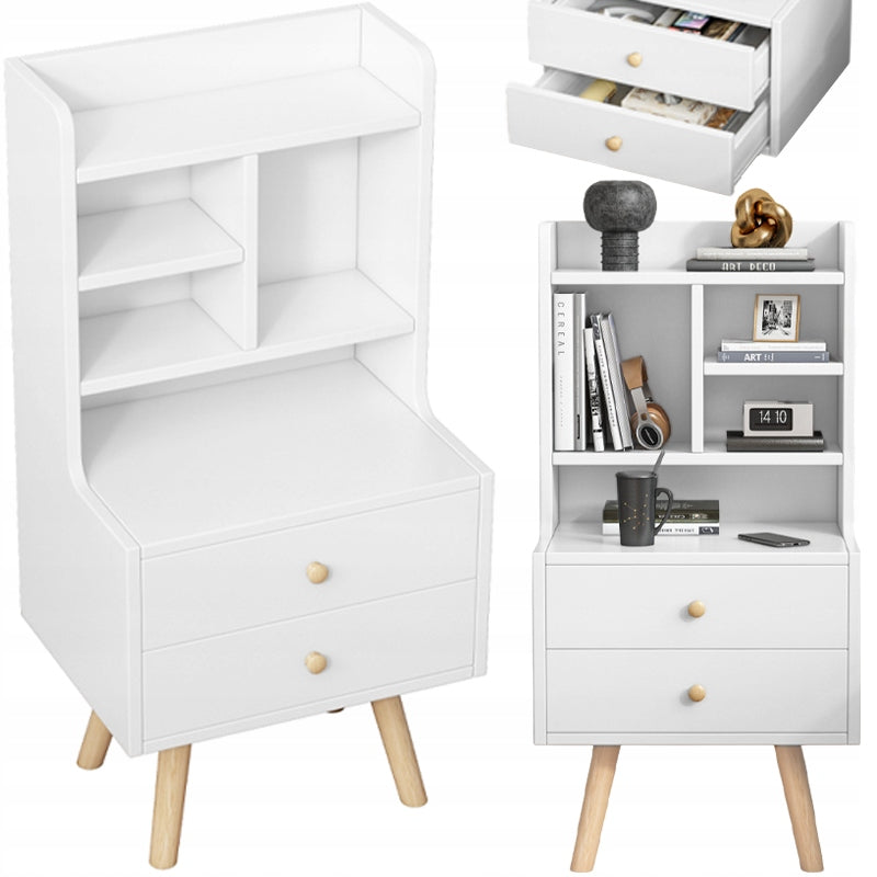 Comodino Alto Bianco 36x46x90 cm Ideale per Camera da Letto