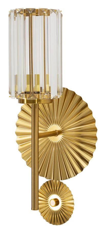 Lampada da Muro Tirana 20x17x47 cm in Ferro e Vetro Oro e Trasparente