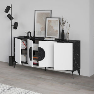 Madia 4 Ante 180x35,6x82 cm in MDF Gora Bianco