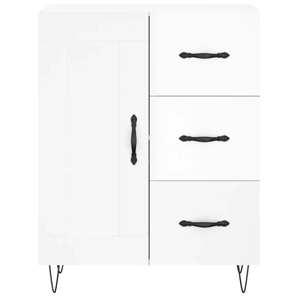 Credenza | Madia | Buffet da pranzo | Armadio da pranzo 69,5x34x90 cm in Legno Multistrato Bianco Lucido