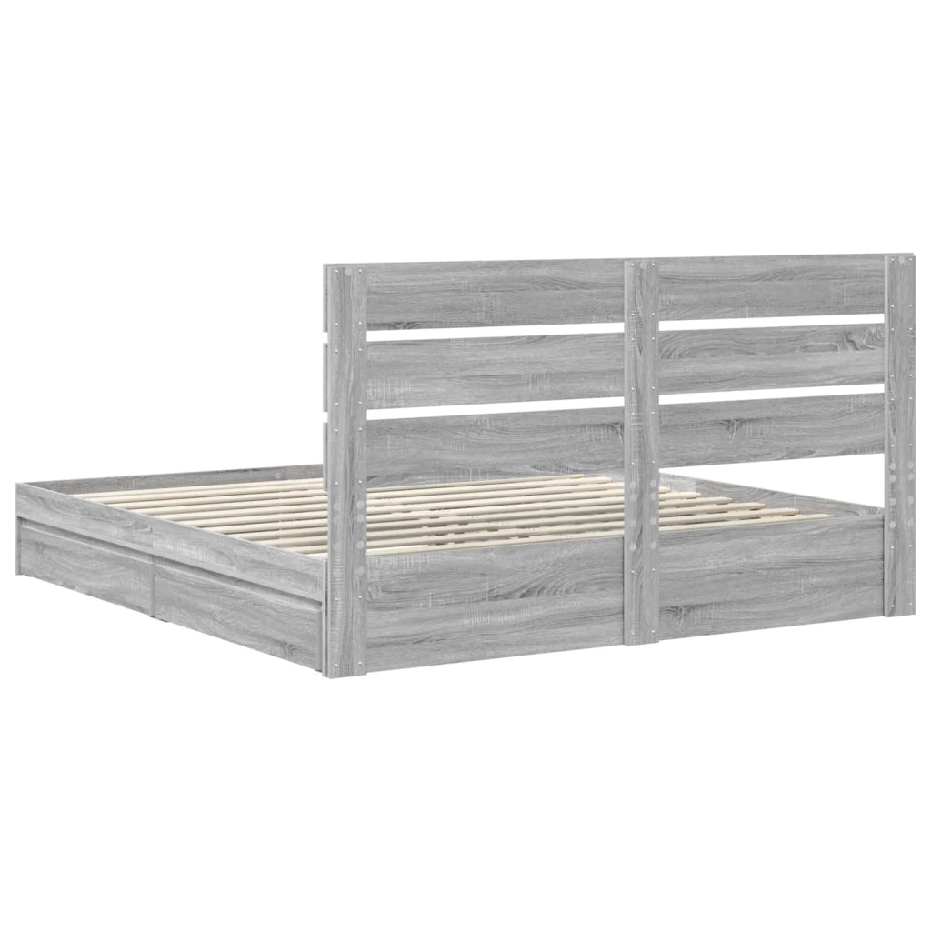 Letto con Contenitore con testiera Grigio Sonoma 200 x 200 cm 3411877