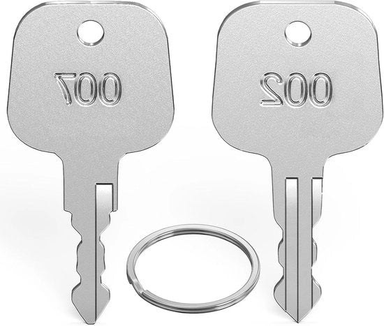 Chiave per slot bagagli TSA - Universale approvata - Set da 2 pezzi - Compatibile con TSA 007 e 002 - Per slot principali - Adatta per valigette con slot a combinazione