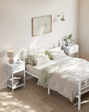 Comodino bianco Valora con cassetto e ripiano