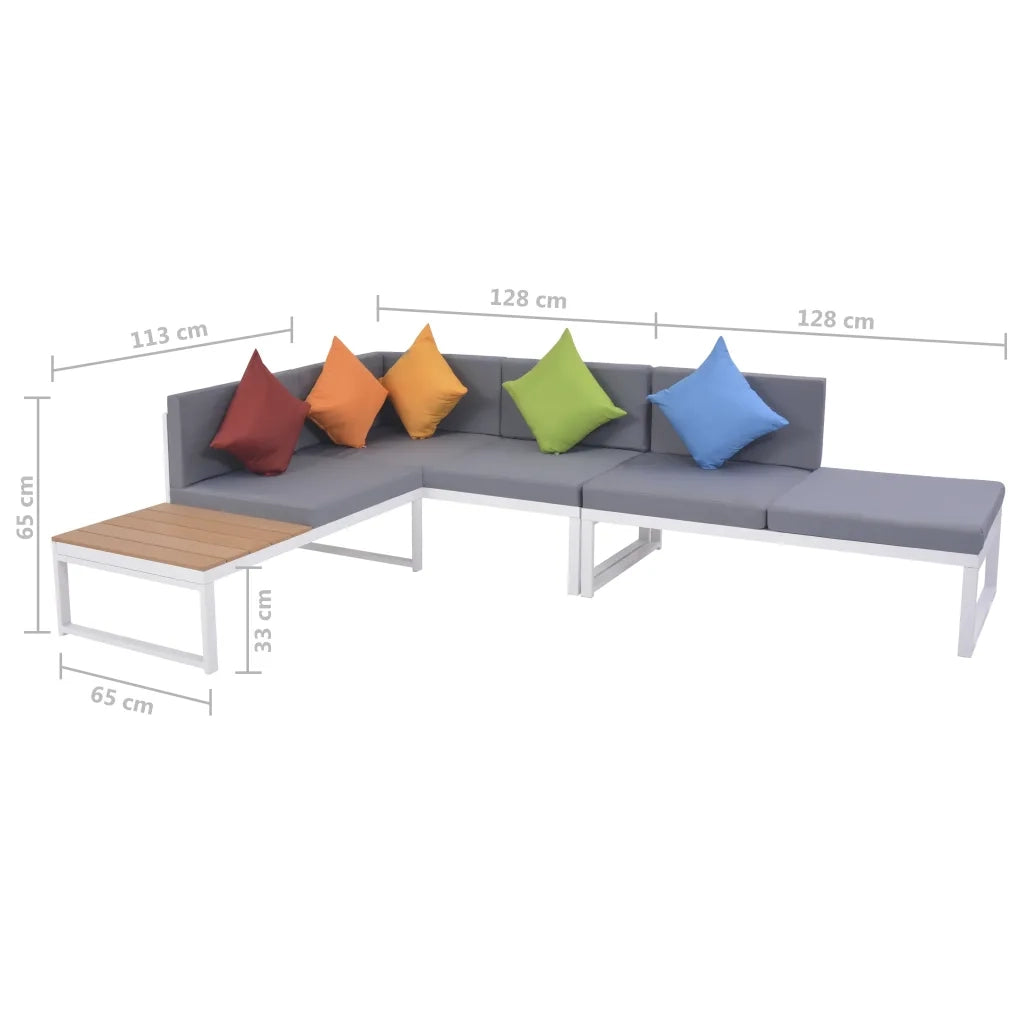 Set Divani da Giardino 5 pz con Cuscini in Alluminio e WPC cod mxl 36939