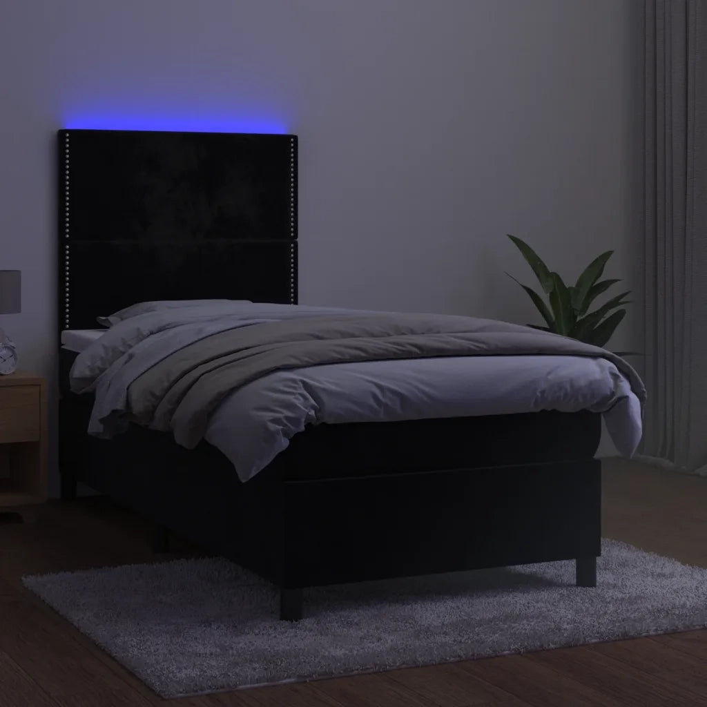 Letto a Molle con Materasso e LED Nero 80x200 cm in Velluto 3136031
