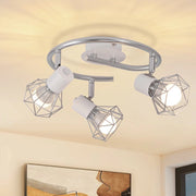 ZMH Lampada da soffitto 3 luci retrò rotanti metallo bianco E14 per soggiorni uffici corridoi