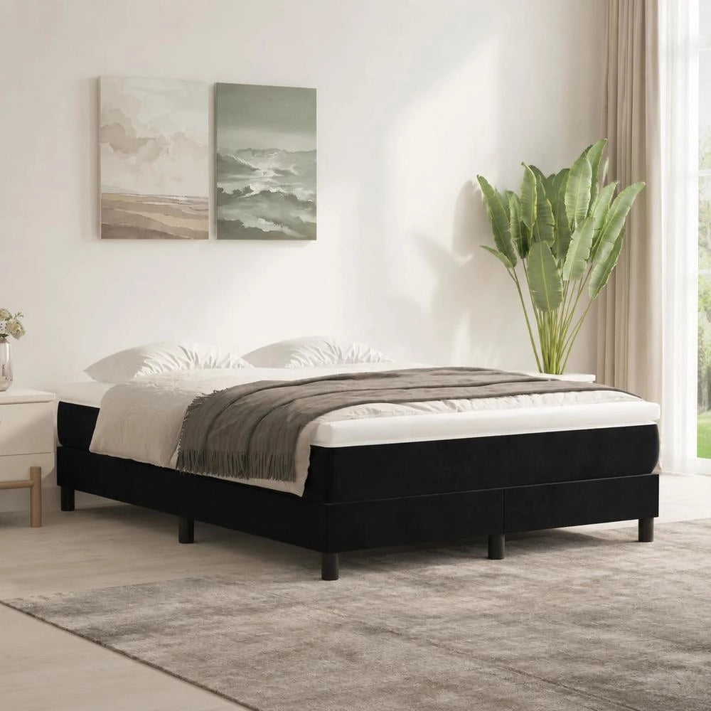 Box Spring Bed Frame Black 140x200 Cm Velvet