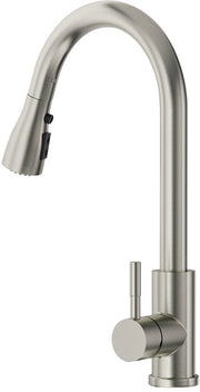 Furgone da cucina a alta pressione con 3 funzioni, rubinetto da doccia estensibile, rubinetto da cucina ad arco alto, rubinetto da cucina rotativo 360° estensibile, rubinetto da spazzolino in acciaio inossidabile, finitura borchiata