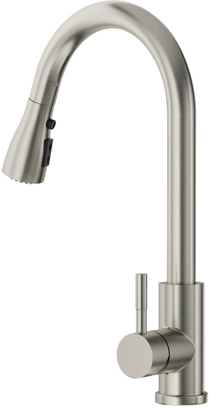 Furgone da cucina a alta pressione con 3 funzioni, rubinetto da doccia estensibile, rubinetto da cucina ad arco alto, rubinetto da cucina rotativo 360° estensibile, rubinetto da spazzolino in acciaio inossidabile, finitura borchiata