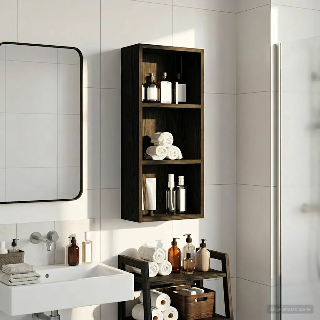 Armadio da bagno a muro Rovere Nero 30 x 14 x 70 cm 889328