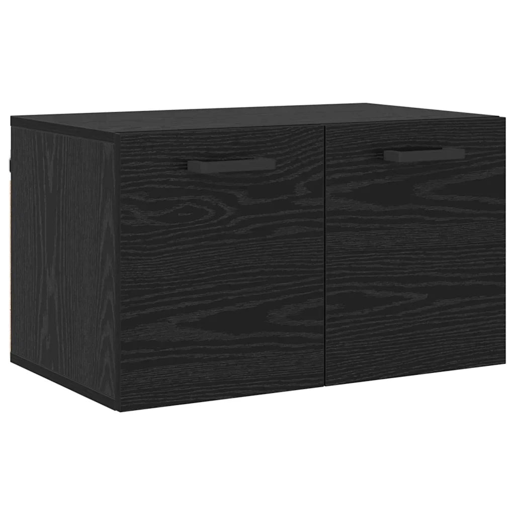 Mobiletto da bagno moderno a parete con 2 ripiani 60 x 36,5 x 35 cm design pulito in legno composito di rovere nero 02_0052496