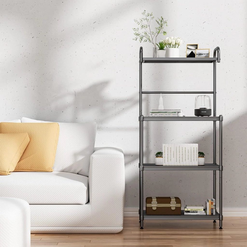 COSTWAY Microonde Scaffale da Cucina per Microonde in Metallo a 4 Ripiani, Carrello per Microonde Scaffalatura Organizzatore Portaoggetti, 60 x 34 x 136 cm (Grigio)