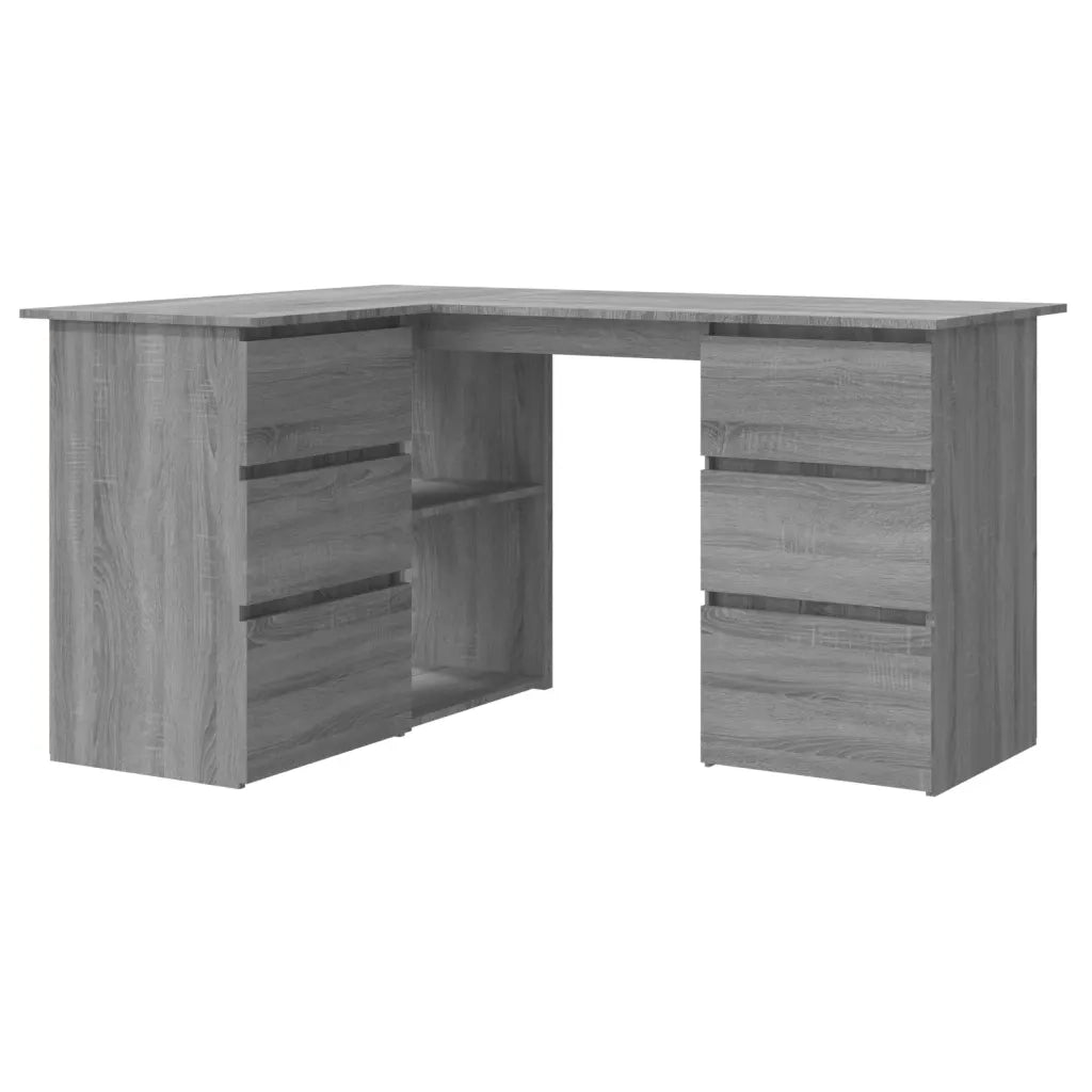 Scrivania | Tavolo da Ufficio Angolo Grigio Sonoma 145x100x76 cm Legno Multistrato