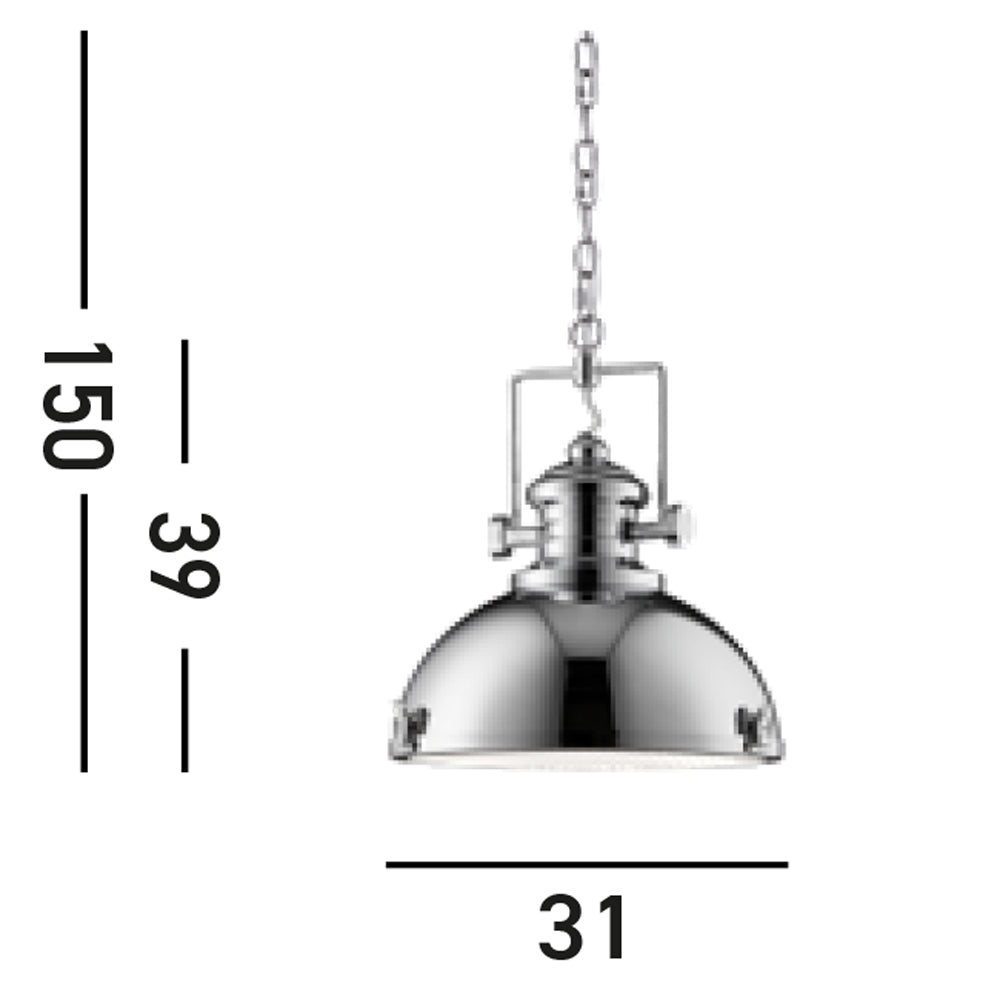 Sospensione Contemporanea Louisiana Acciaio Cromo Policarbonato 1 Luce E27
