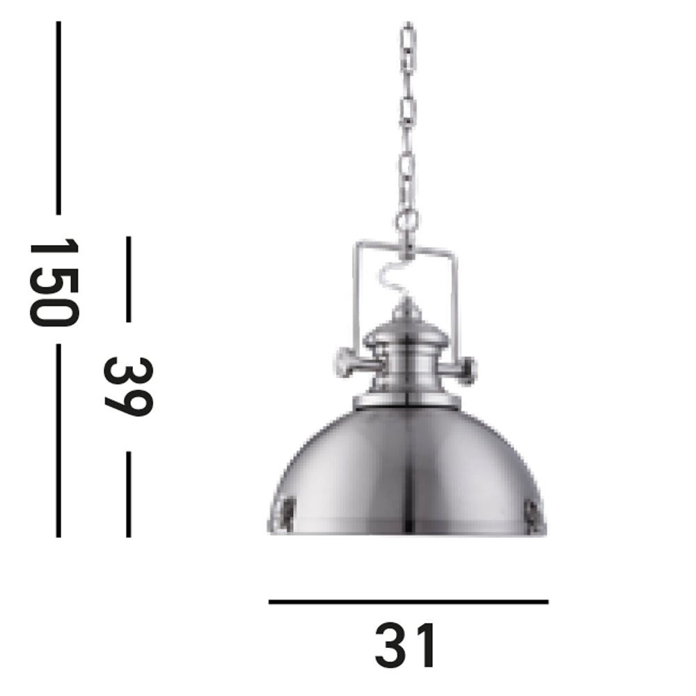 Sospensione Contemporanea Louisiana Acciaio Argento Policarbonato 1 Luce E27