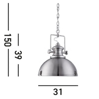 Sospensione Contemporanea Louisiana Acciaio Argento Policarbonato 1 Luce E27