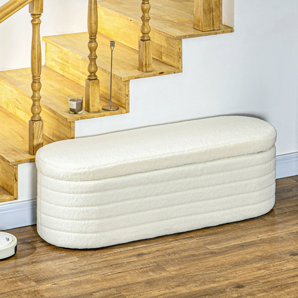 Letto contenitore imbottito in velluto ¨C Zephmum ¨C 116x41x40,5 cm, crema