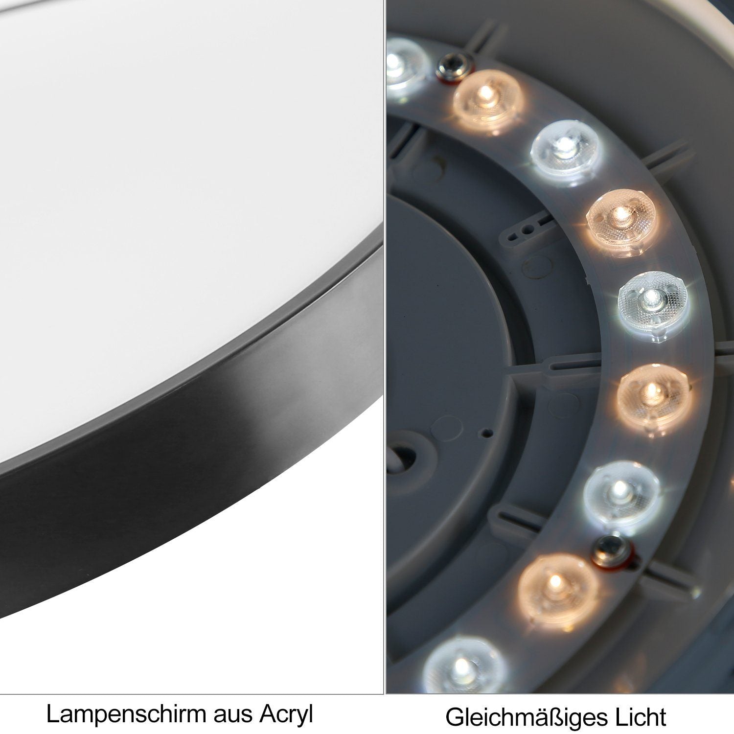 ZMH Lampada da soffitto plafoniera LED 36W dimmerabile telecomando nera piatta 37 cm rotonda