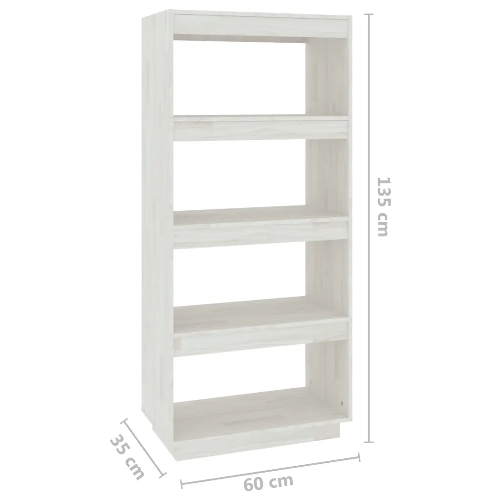 Libreria/Divisorio Bianco 60x35x135 cm Legno Massello di Pino