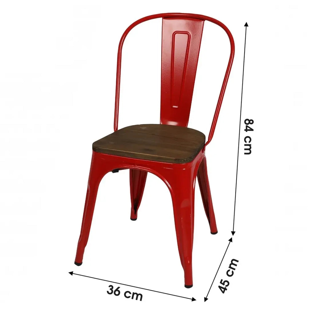 Set di 4 sedie in metallo rosso opaco, stile industriale. Collezione FACTORY.