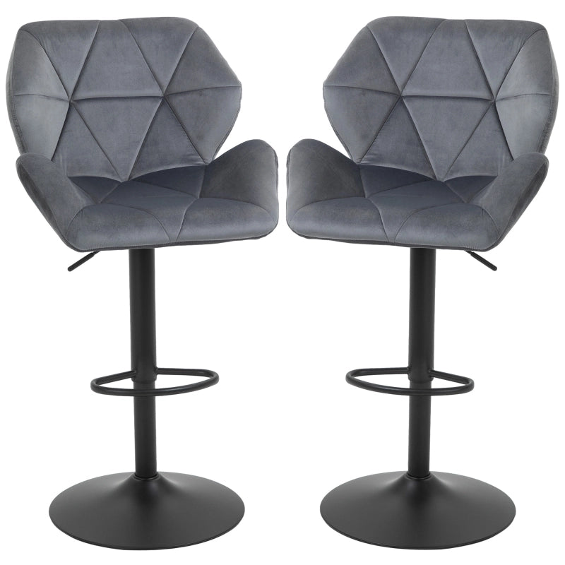 SGABELLO Bar imbottito regolabile 57x58x97-117 cm grigio Set da 2 pezzi