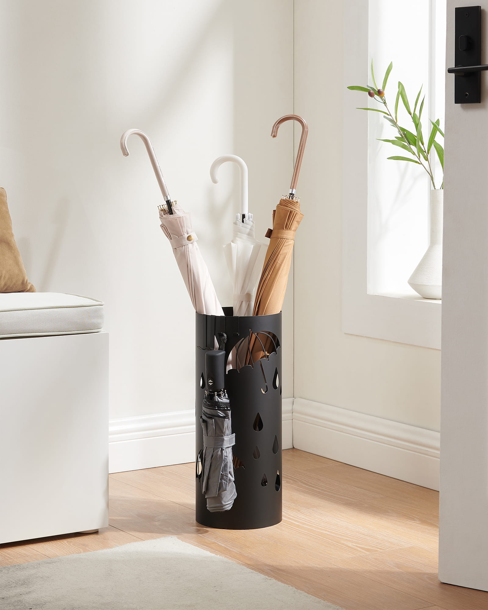 Valora LUC024B01 Portaombrelli in metallo nero stile moderno x4