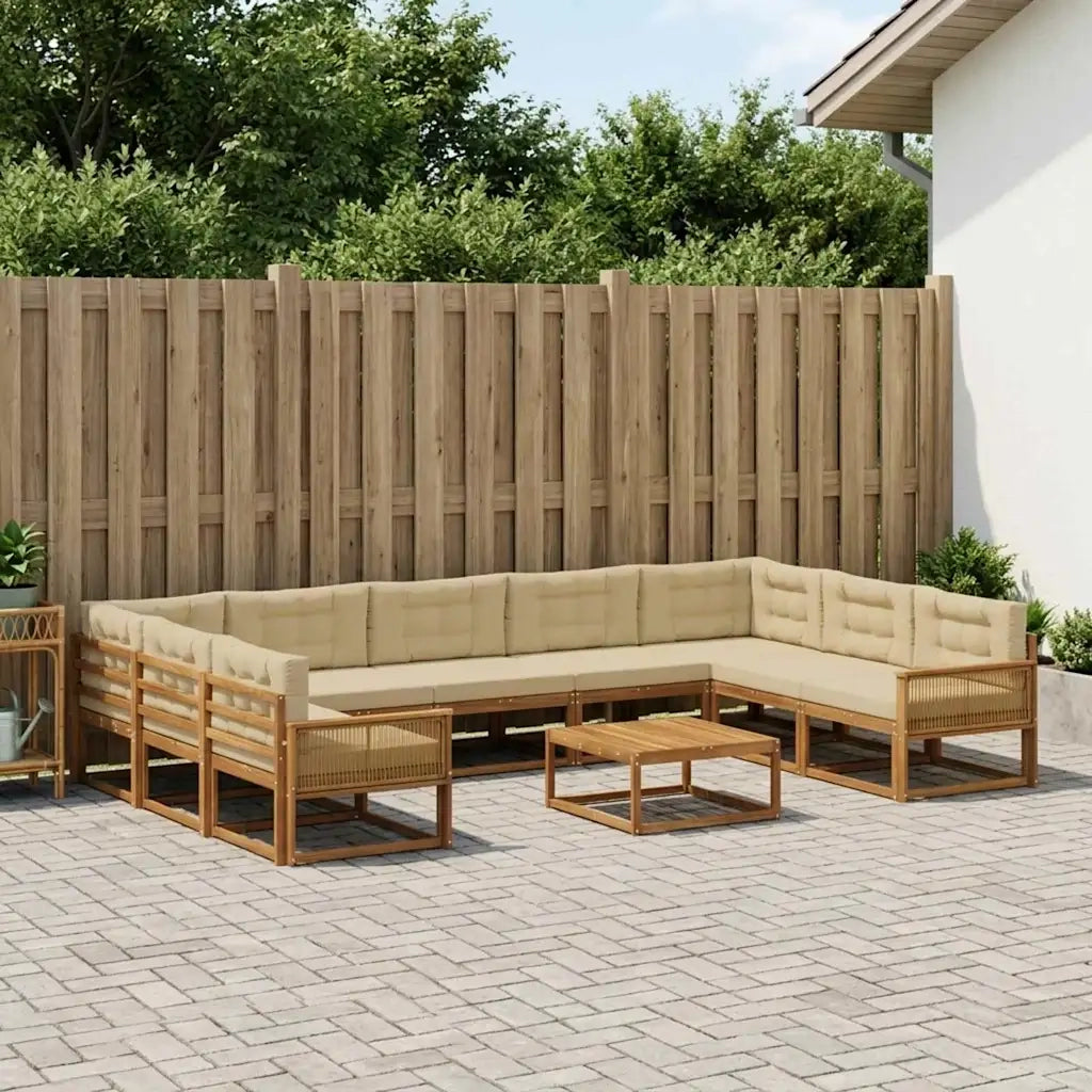 Set di divani da esterno con cuscino 10 pcs Naturale e Beige 3382911