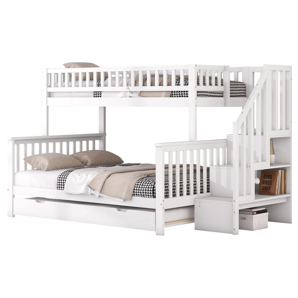 LETTO a castello con letto estraibile 90x200/140x200 cm pino bianco
