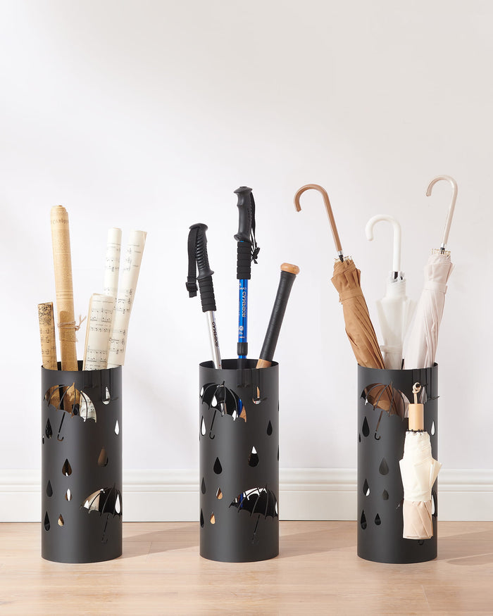 Valora LUC024B01 Portaombrelli in metallo nero stile moderno x4