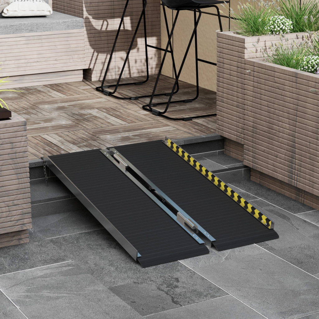 Rampa per Sedia a Rotelle Pieghevole in Alluminio 122 cm ¨C zephmum ¨C Nero 272 kg