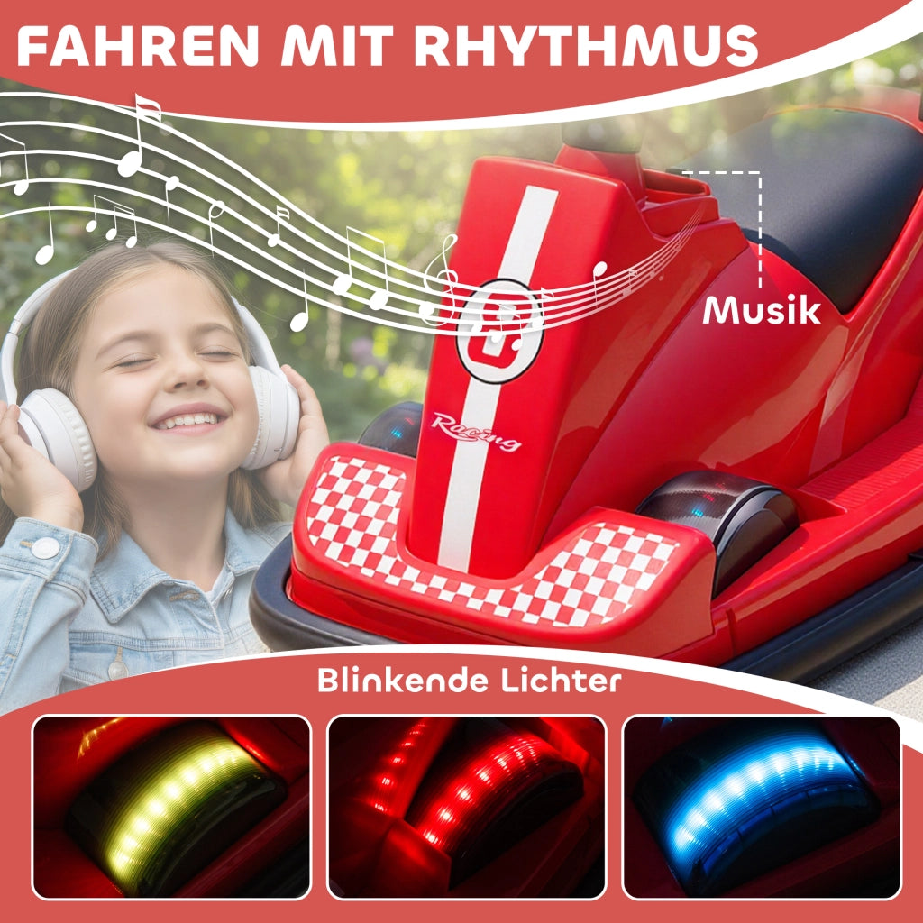 Auto Bambini 360 Gradi Rotante con LED e Musica ¨C zephmum ¨C Rosso