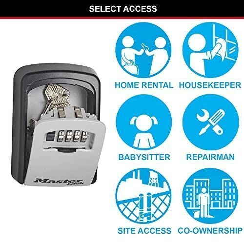 MASTER LOCK 5401EURD Cassaforte per chiavi con serratura a combinazione numerica regolabile a 4 cifre resistente agli agenti atmosferici colore Grigio