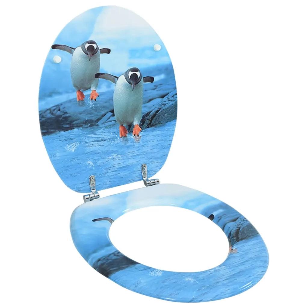 Tavoletta WC con Coperchio MDF Design Pinguino cod mxl 73254