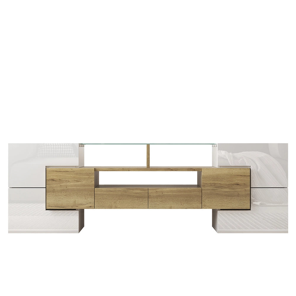 Mobile TV elegante - Xylo - 145cm bianco LED vetro