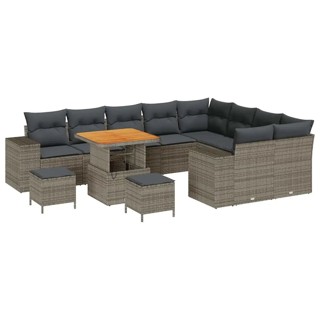 Set Divano da Giardino con cuscino 12 pcs Grigio polyrattan 3362043