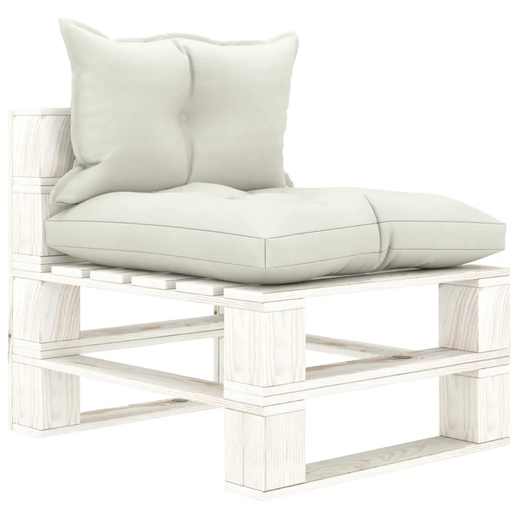 Divano Centrale da Giardino in Pallet Cuscini Beige in Legno cod mxl 72108