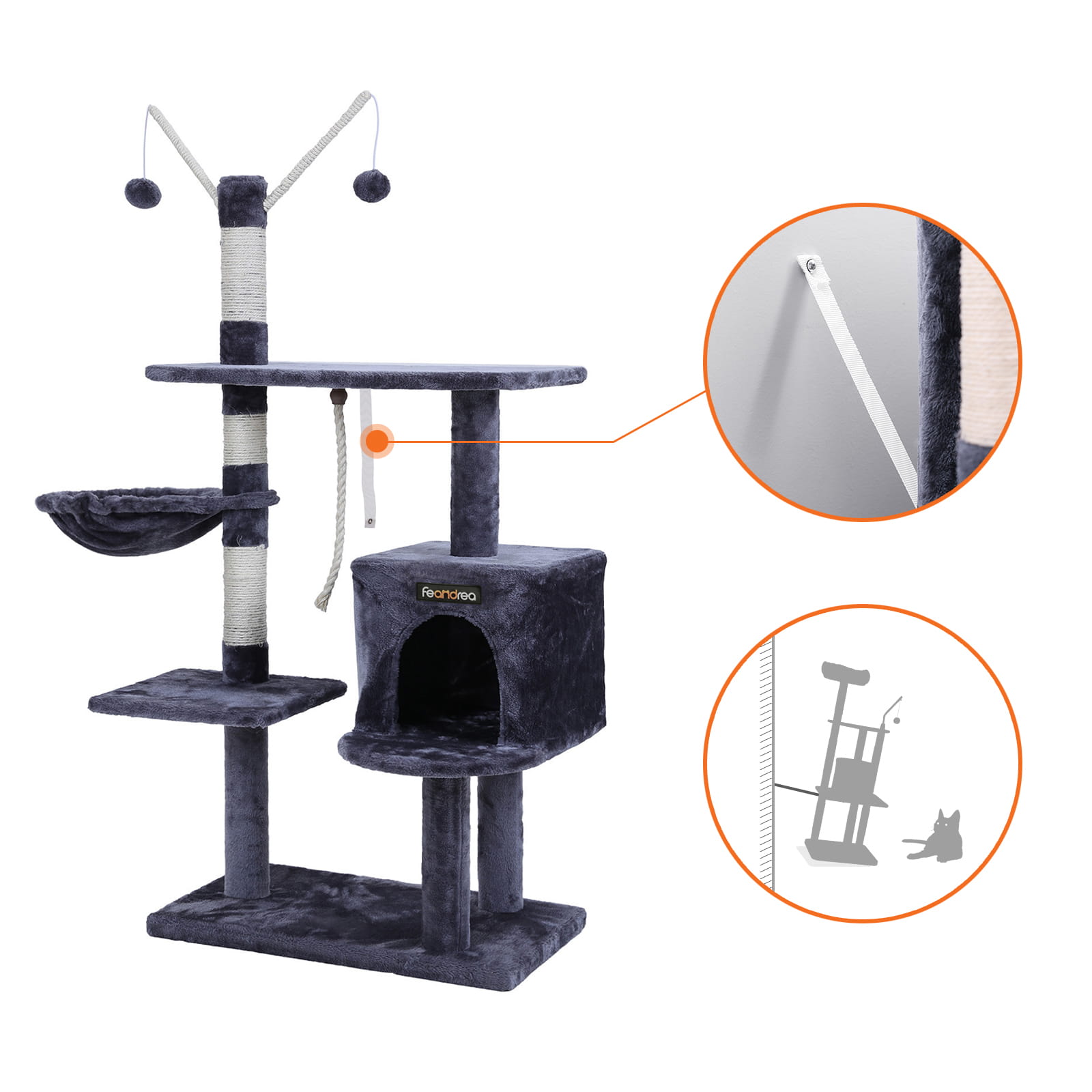 Tiragraffi Valora Albero per gatti in velluto e corda di sisal per interni di casa