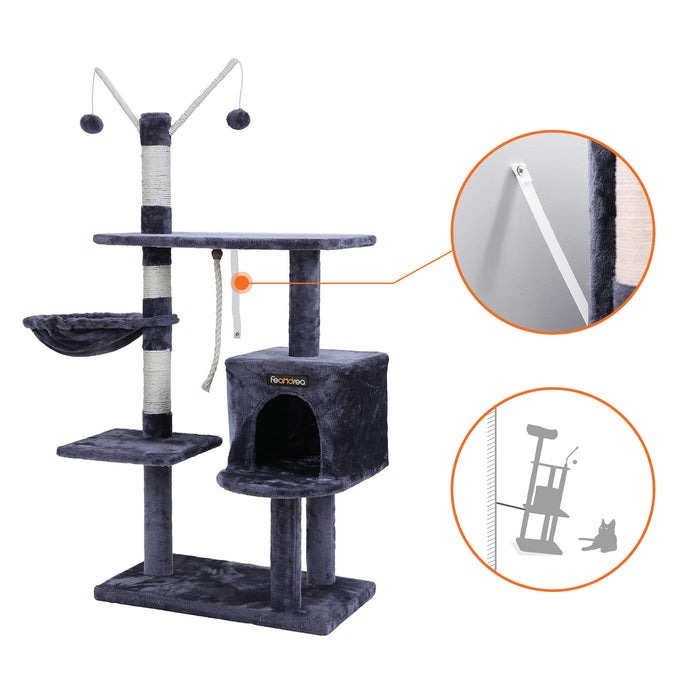 Tiragraffi Valora Albero per gatti in velluto e corda di sisal per interni di casa