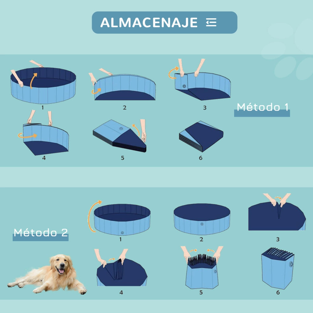 Piscina Pieghevole per Cani Gatti ¨C zephmum ¨C PVC Blu ?100x30 cm
